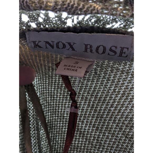 Knox Rose Thermal Lace Top Long Sleeve Green S Layer Boho Split V Neck Cuffed - Picture 7 of 9